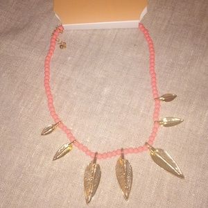 Coral Pink Feather Necklace